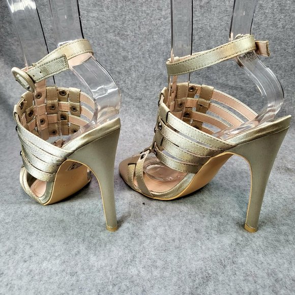 Mack J Light Olive Green Satin High Heel Sandal Shoes - Picture 7 of 10